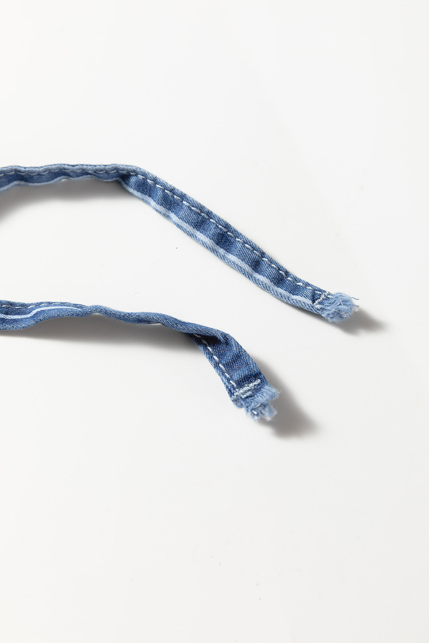 Blue Stripe Chambray Wide Leg Tied Elastic Waist Trousers Blue Stripe Chambray Wide Leg Tied Elastic Waist Trousers