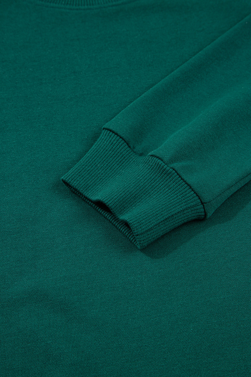 Sea Green Solid Color Pullover Top Varsity Stripe Detail Loose Drawstring Pants Set