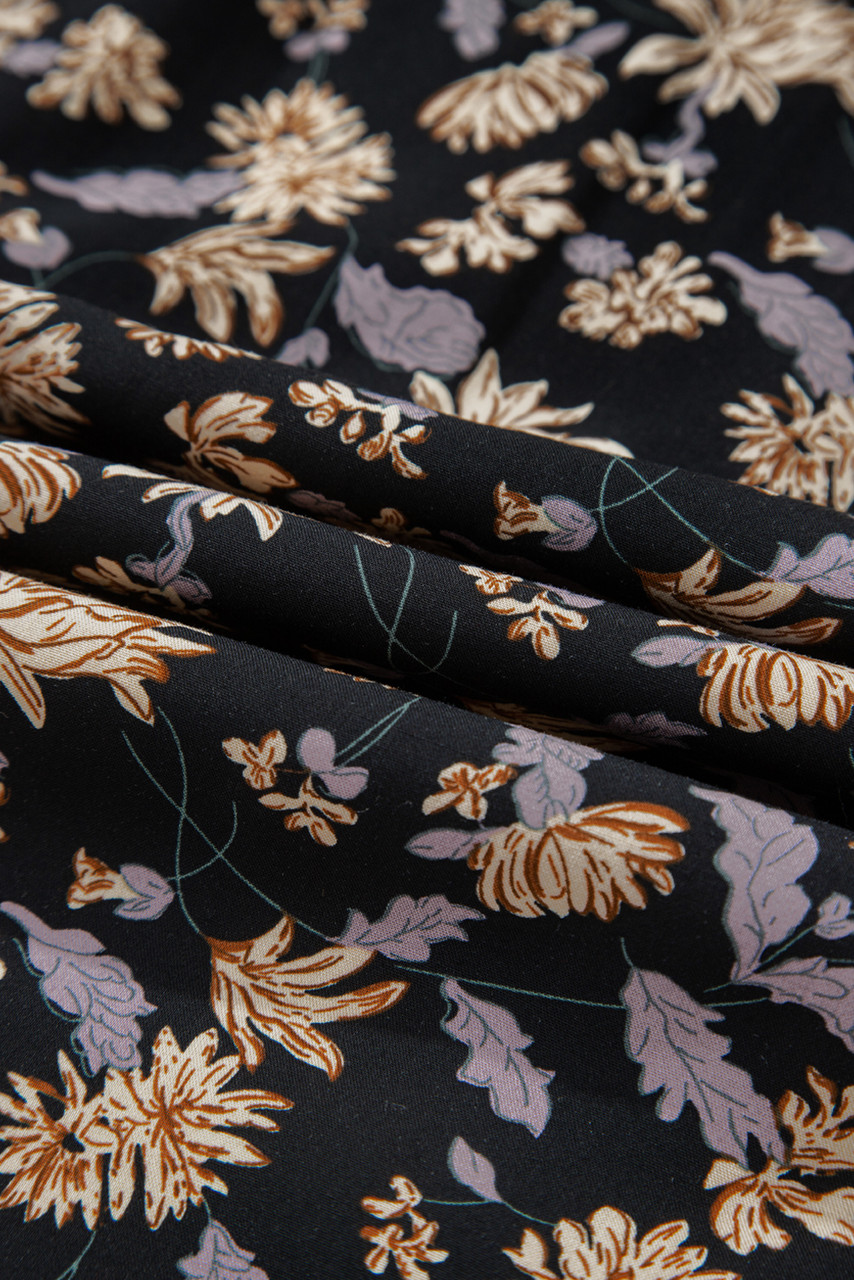 Black Floral Deep V Neck Smocked Bust Bubble Sleeve Babydoll Dress Black Floral Deep V Neck Smocked Bust Bubble Sleeve Babydoll Dress