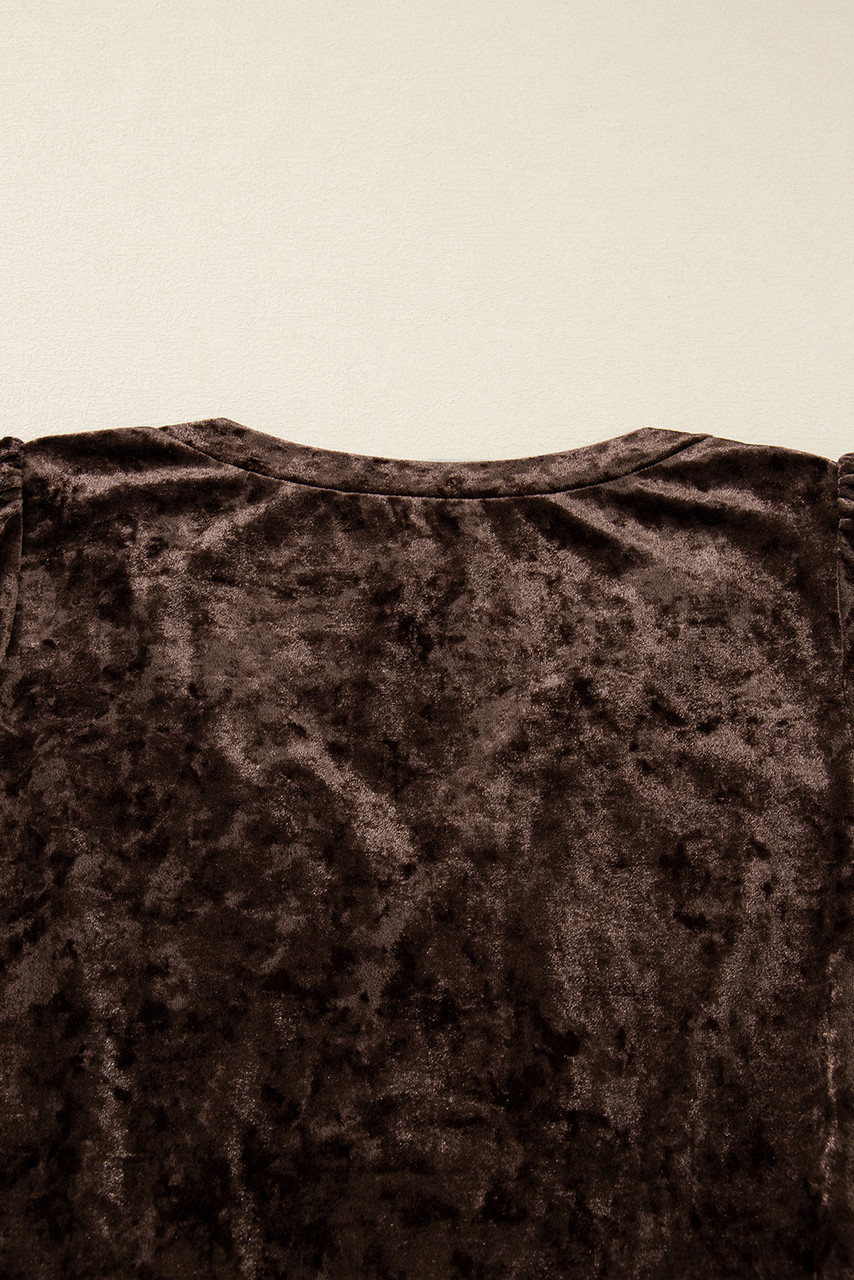 Coffee Plus Size Velvet Babydoll Mini Dress with Puff Sleeve Coffee Plus Size Velvet Babydoll Mini Dress with Puff Sleeve