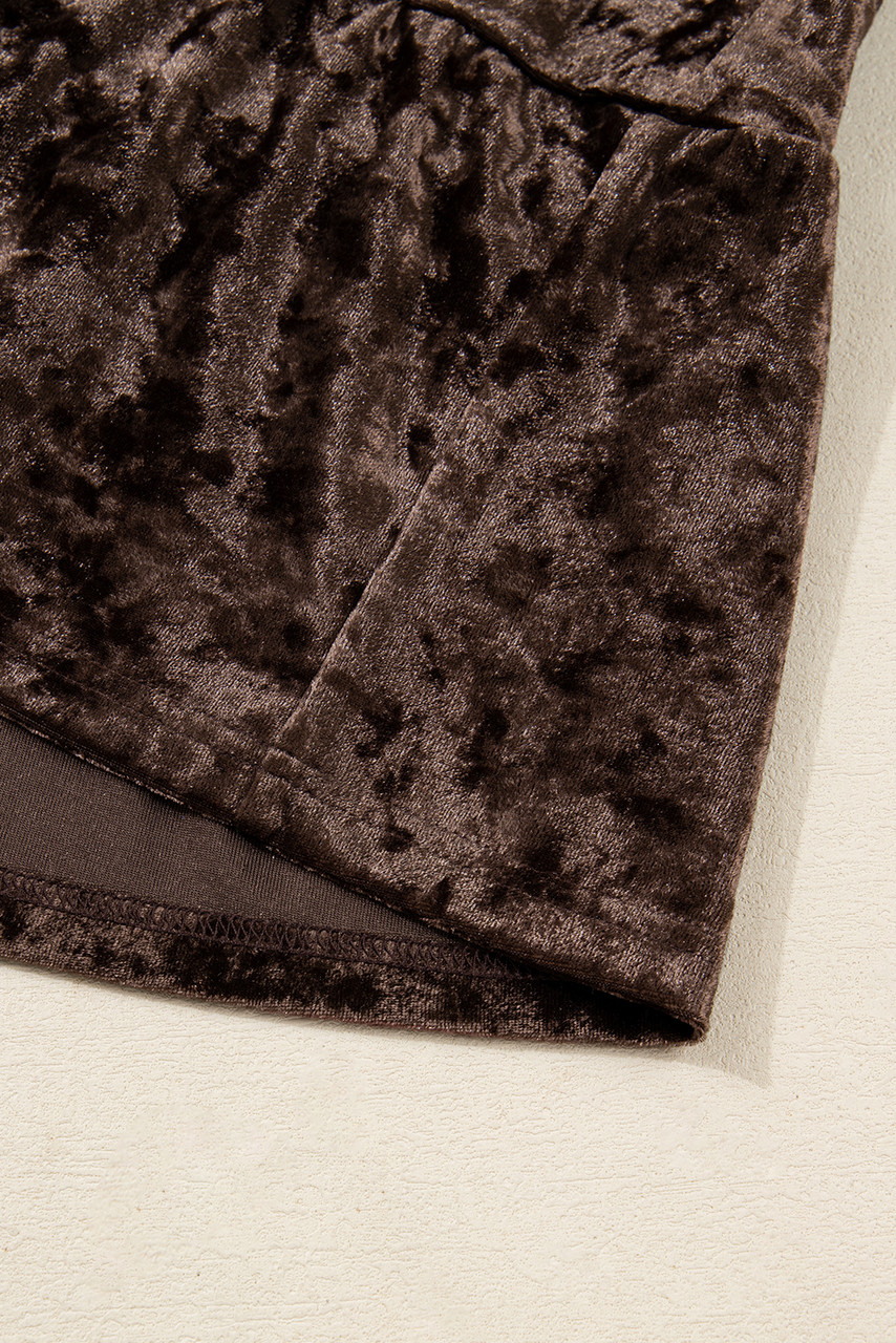 Coffee Plus Size Velvet Babydoll Mini Dress with Puff Sleeve Coffee Plus Size Velvet Babydoll Mini Dress with Puff Sleeve