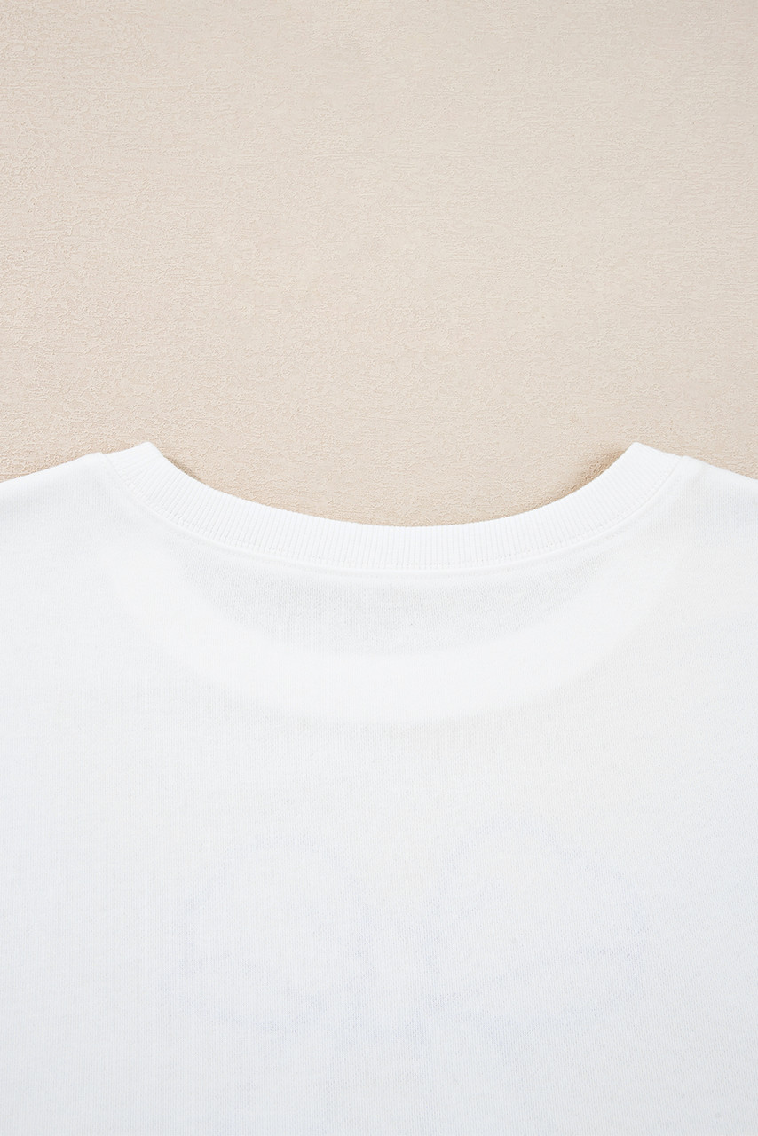 Beige Big Bow Accent Plus Size Drop Shoulder Sweatshirt