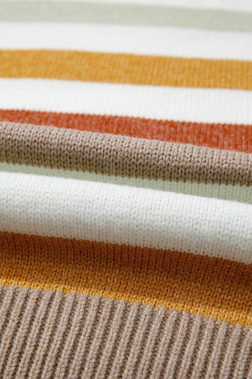 Multicolour Striped Colorblock Drop Shoulder Plus Size Sweater