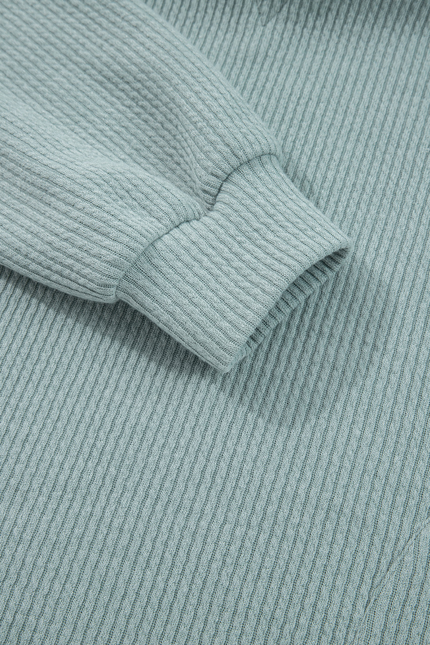 Clearly Aqua Ribbed Drop Shoulder Knit Hoodie