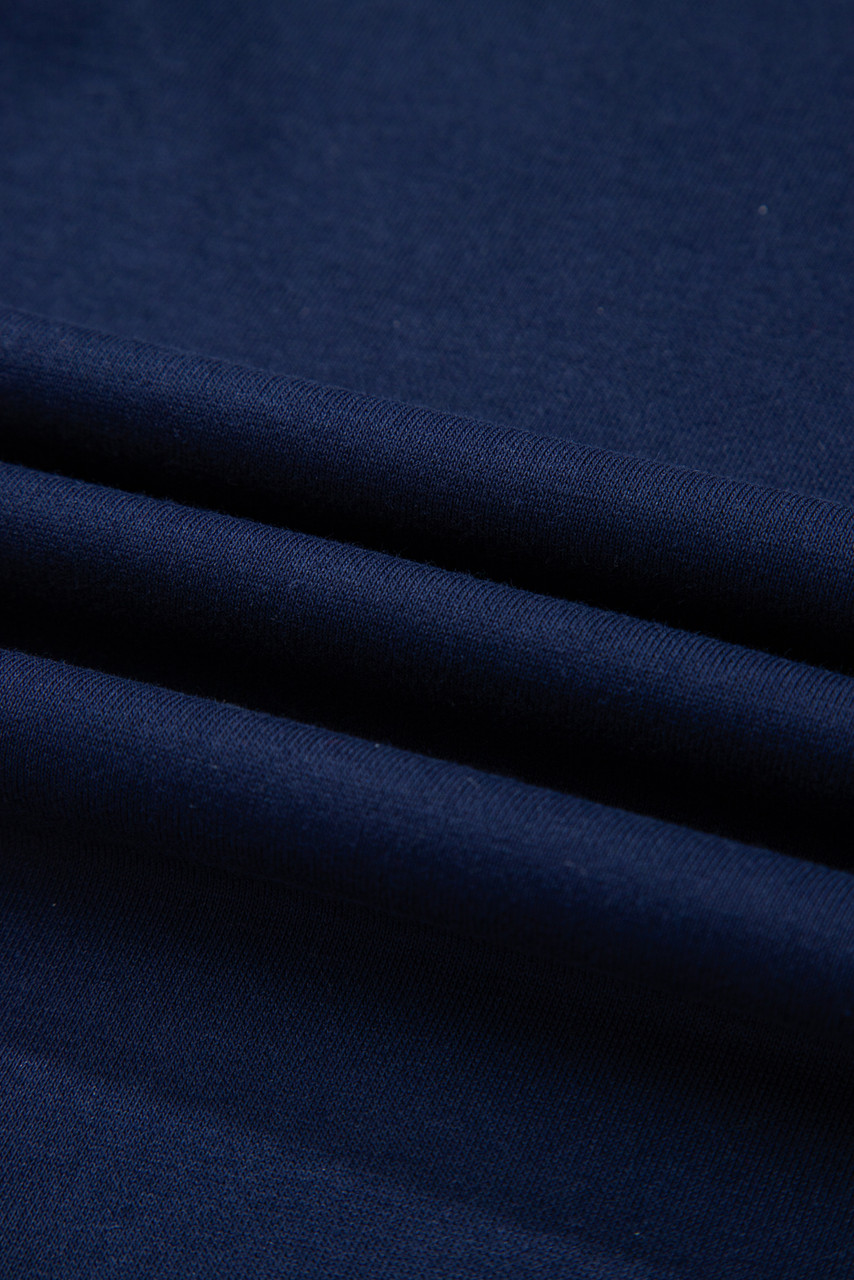 Navy Blue Varsity Stripe Detail Drop Shoulder Pullover Mini Skirt Set