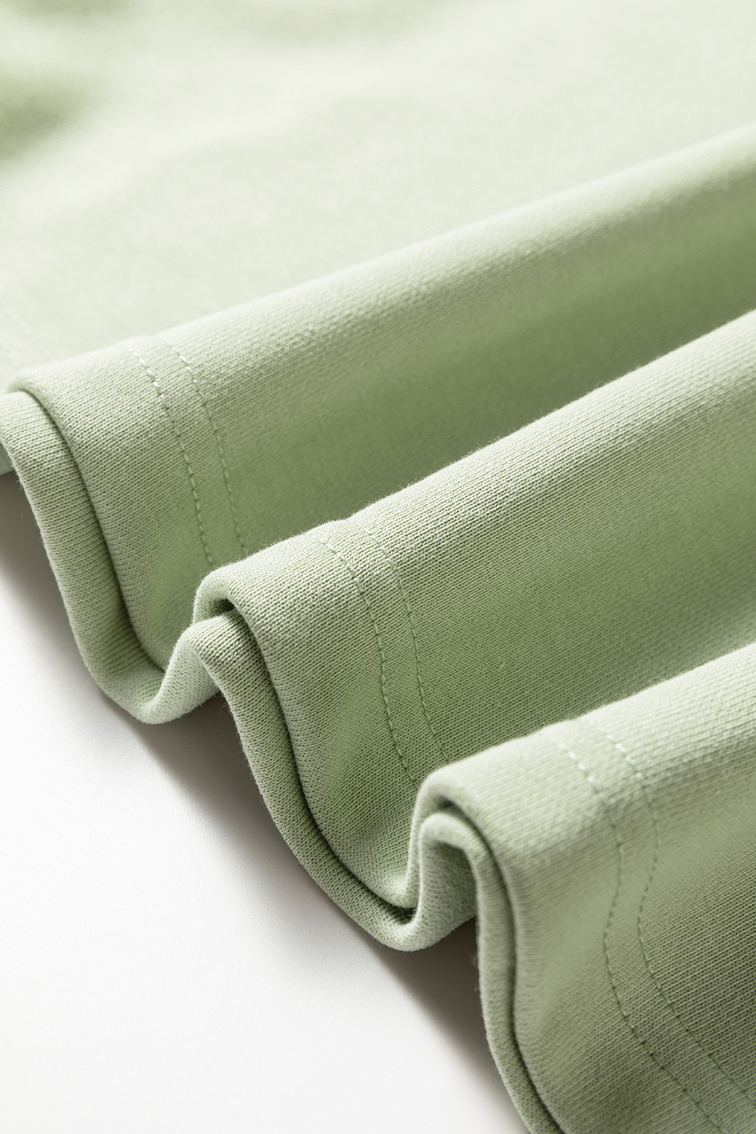 Laurel Green Floral Plaid Mixed Sleeve Raw Edge Relaxed French Terry Top