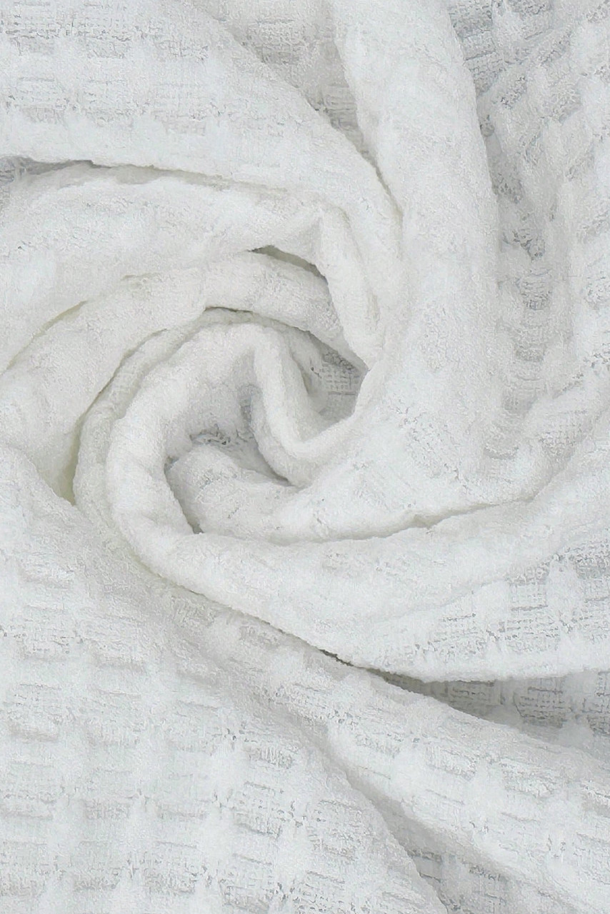 White Textured Knit Preppy Striped Trim V Neck Pullover Waffle Top