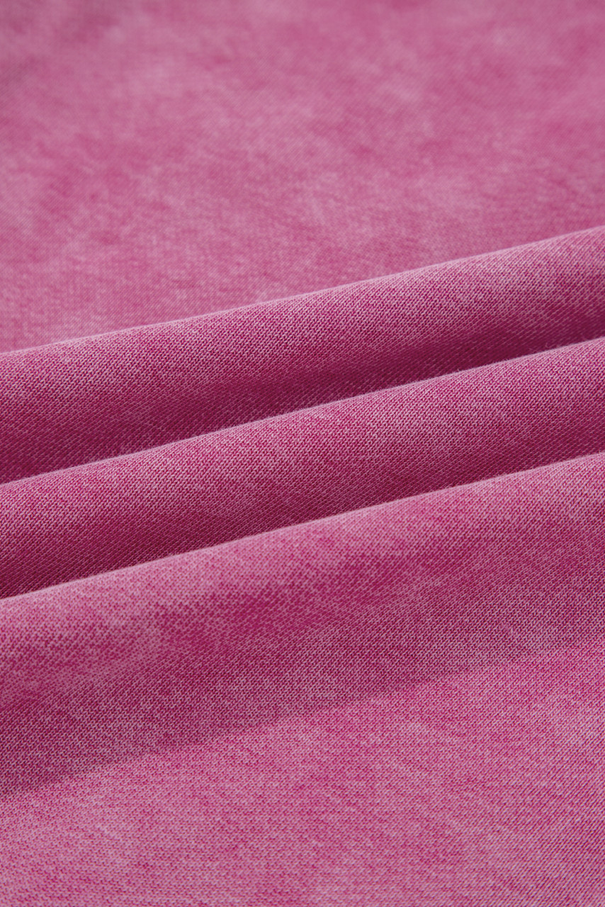 Rose Red Lace Patchwork Detail Notched Neck Mineral Wash Baggy Sweatshirt