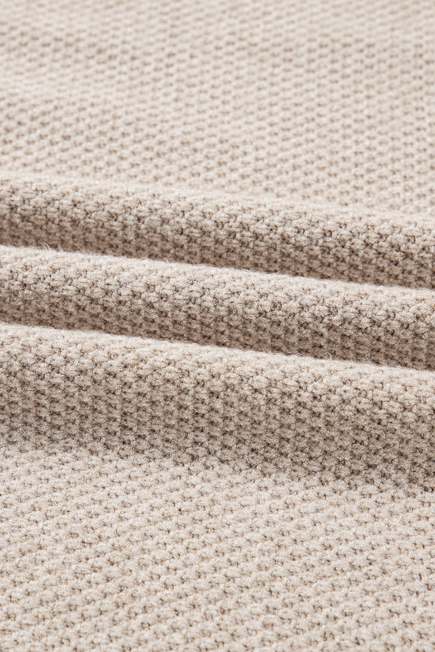 Parchment Color Block Knit Striped Sleeve Detail Casual Sweater