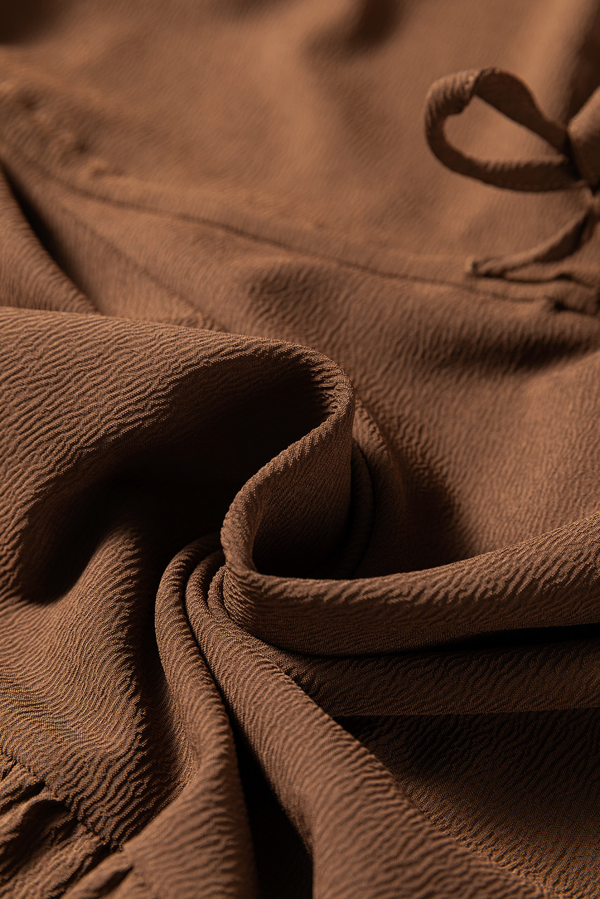 Chestnut Solid Long Sleeve Button V Neck Tiered Maxi Dress Chestnut Solid Long Sleeve Button V Neck Tiered Maxi Dress