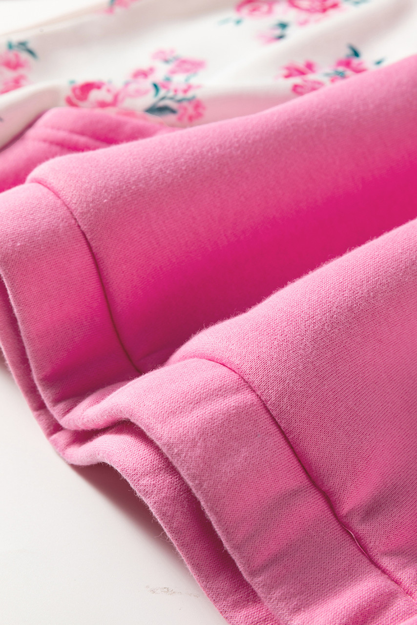 Bonbon Colorblock Polo Collar Floral Patchwork Puff Sleeve Top