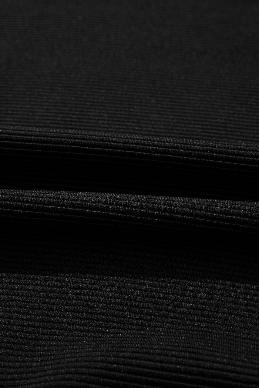 Black Ribbed Texture Baggy Drop Shoulder Pullover and Shorts Set