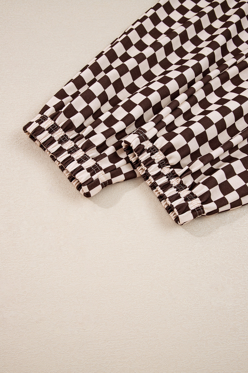 Black Athleisure Checkered 2pcs Pants Set