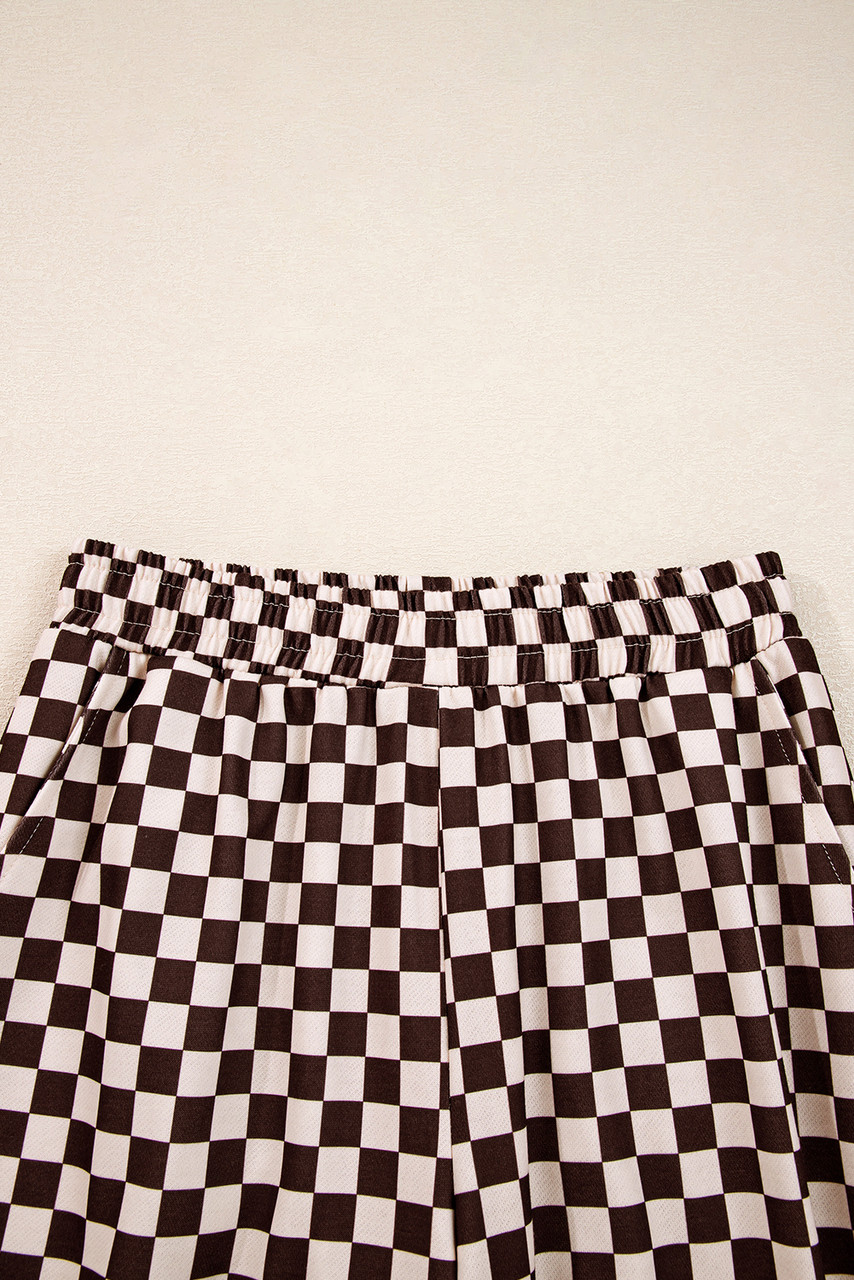 Black Athleisure Checkered 2pcs Pants Set