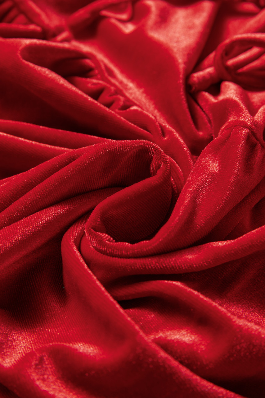 Red Clay Plus Size Tie Front Velvet Peplum Blouse