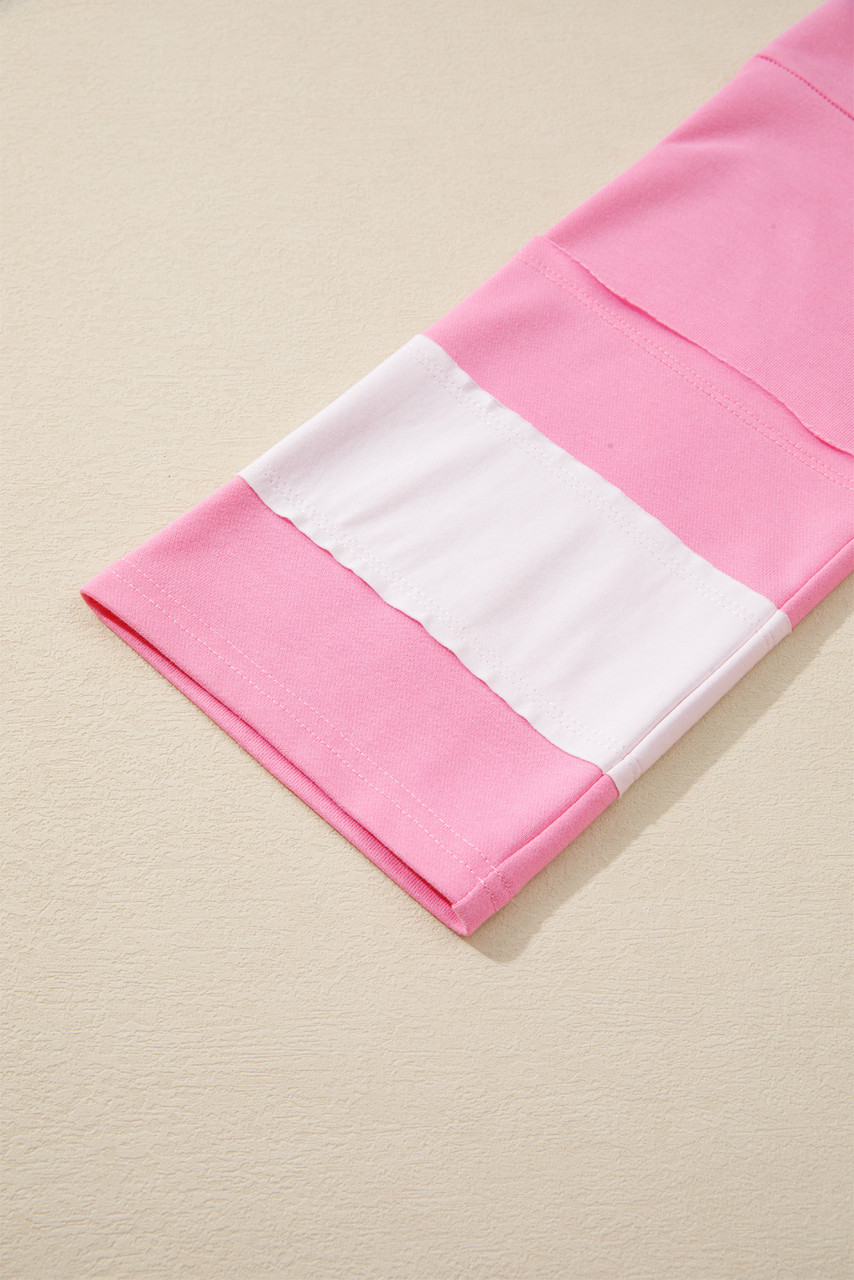 Orchid Bouquet Big Flower Patched Raw Seam Color Block 2 Piece Loose Pant Set