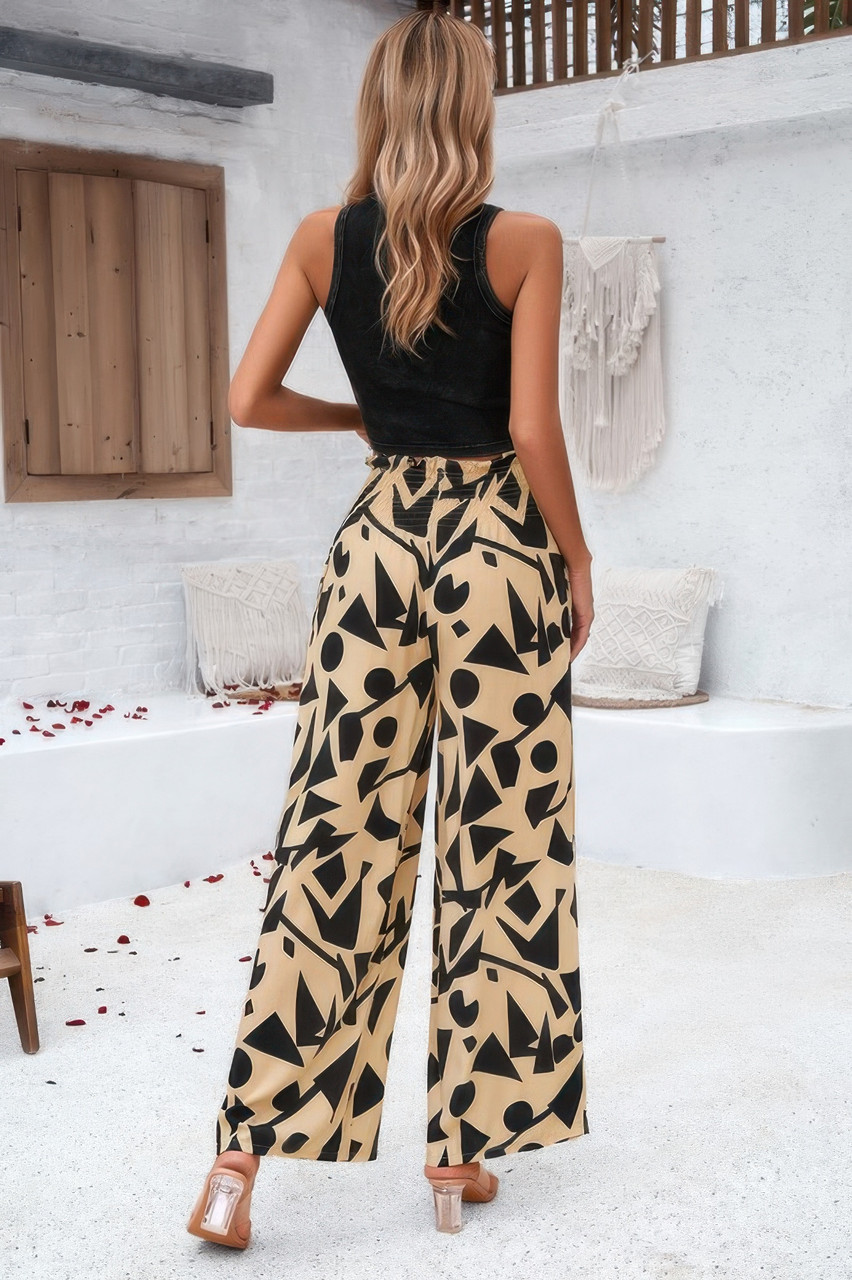 Allover Print Folded Frill Wide Leg High Waist Pant Allover Print Folded Frill Wide Leg High Waist Pant