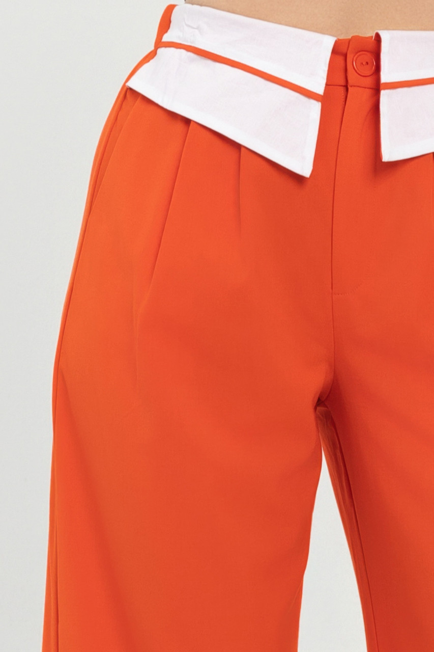 Front Button Fold-over Inside Zipper Pants Front Button Fold-over Inside Zipper Pants