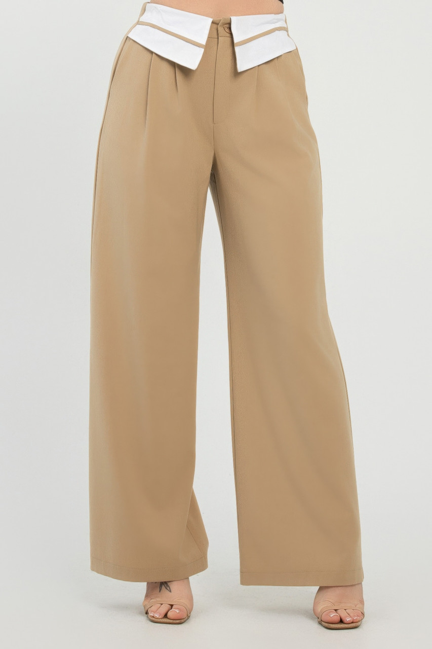 Front Button Fold-over Inside Zipper Pants Front Button Fold-over Inside Zipper Pants