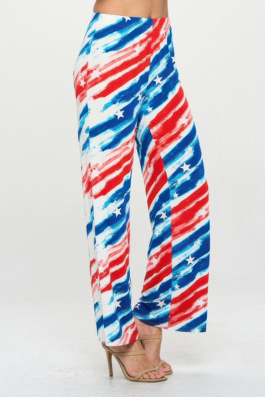 American Flag Print Flare Pants