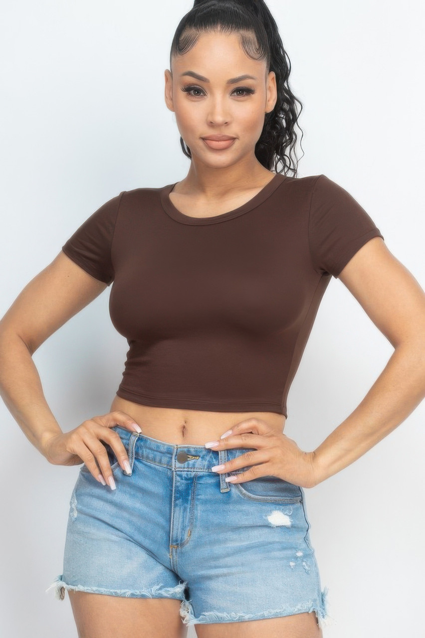 Short Sleeve Roundneck Crop Top