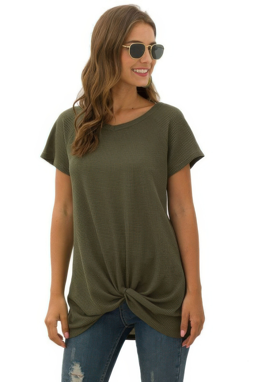 Crew Neck Solid Color Tunic Tops Crew Neck Solid Color Tunic Tops
