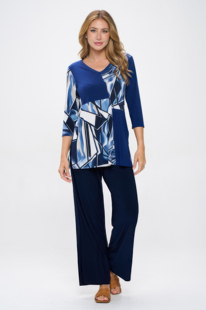 Hit Contrast V-neck Tunic Top