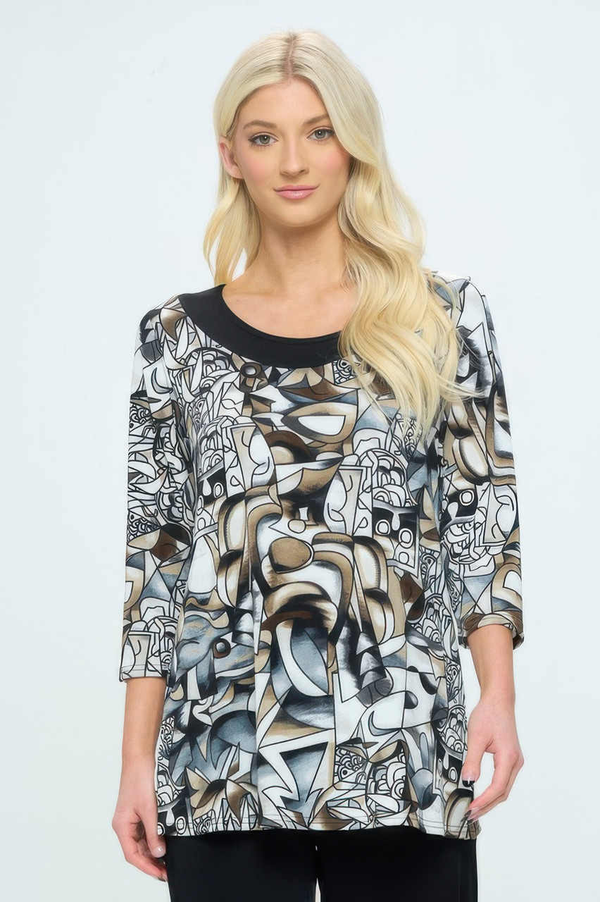 Bns Relaxed Neck Line Contrast Tunic