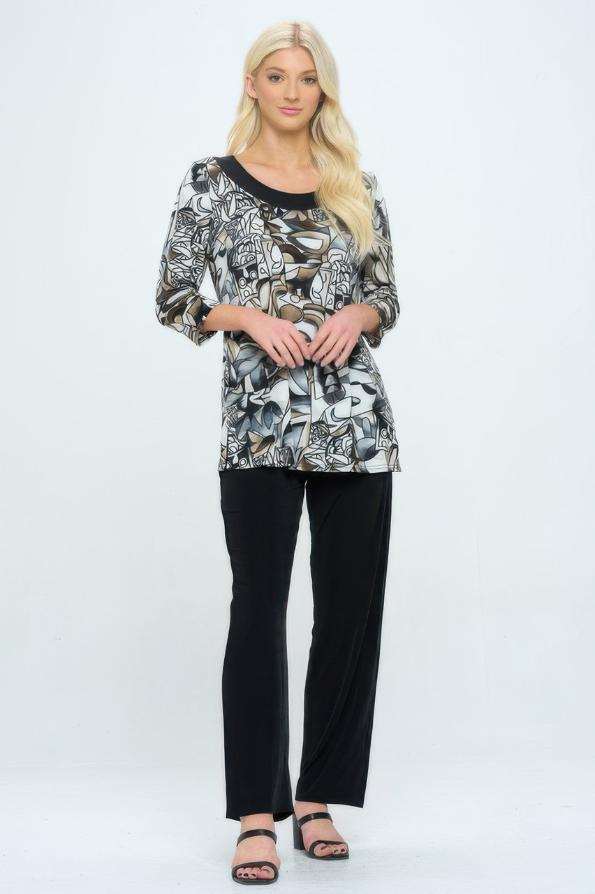 Bns Relaxed Neck Line Contrast Tunic