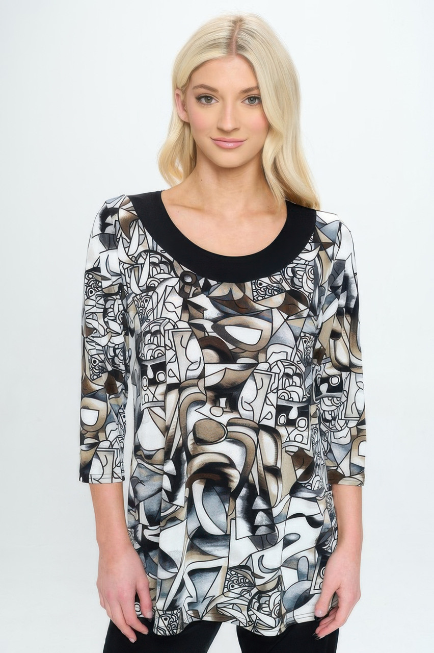 Bns Relaxed Neck Line Contrast Tunic