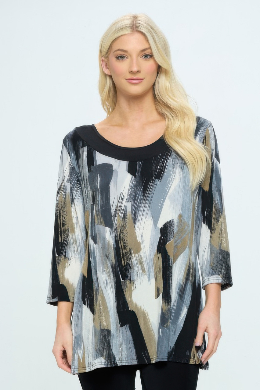 Bns Relaxed Neck Line Contrast Tunic