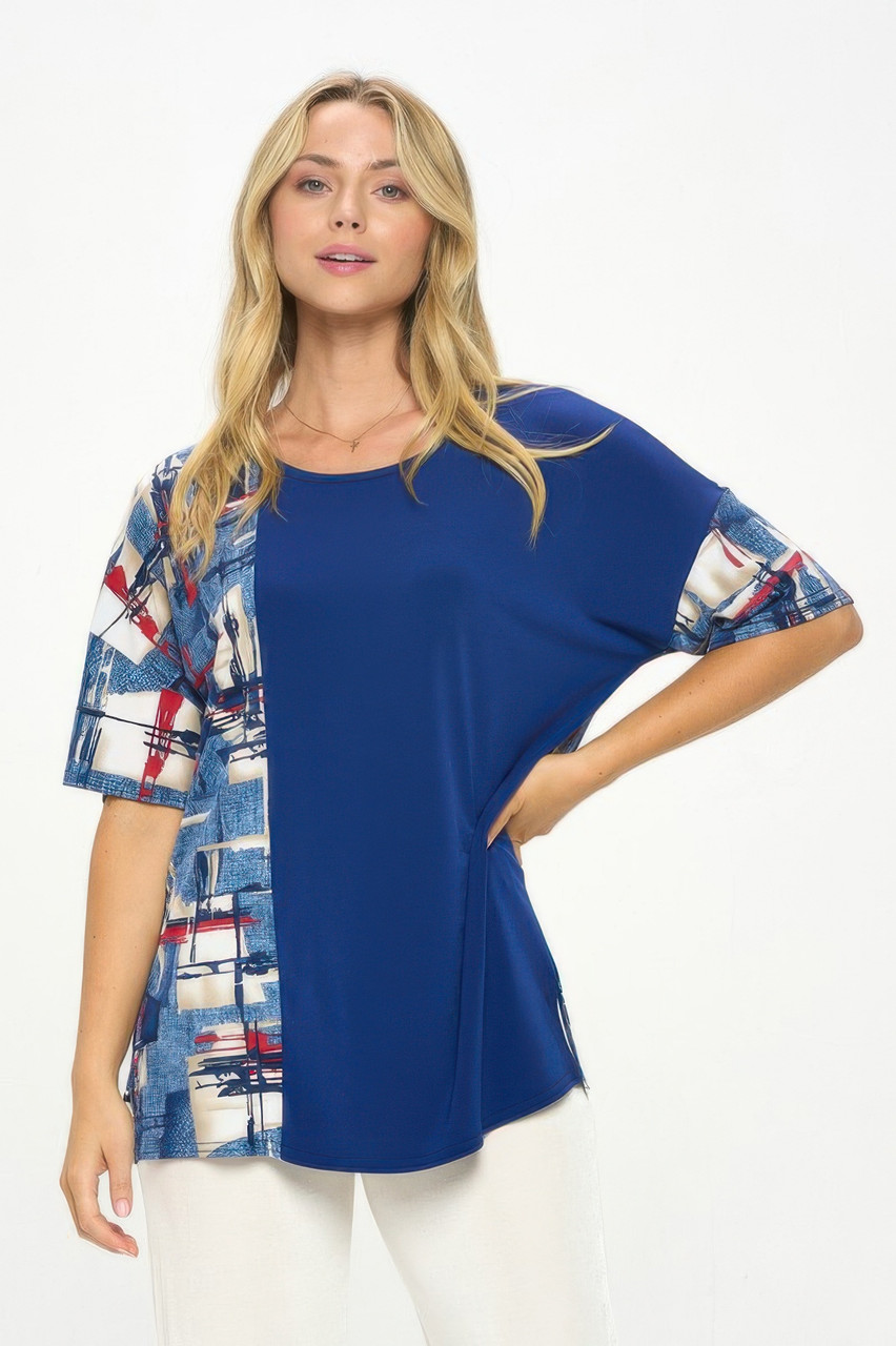 Hit Round Neck Short Sleeve Top