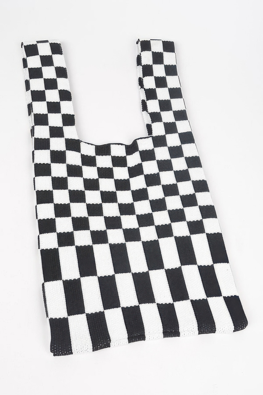Checker Poly Woven Bag