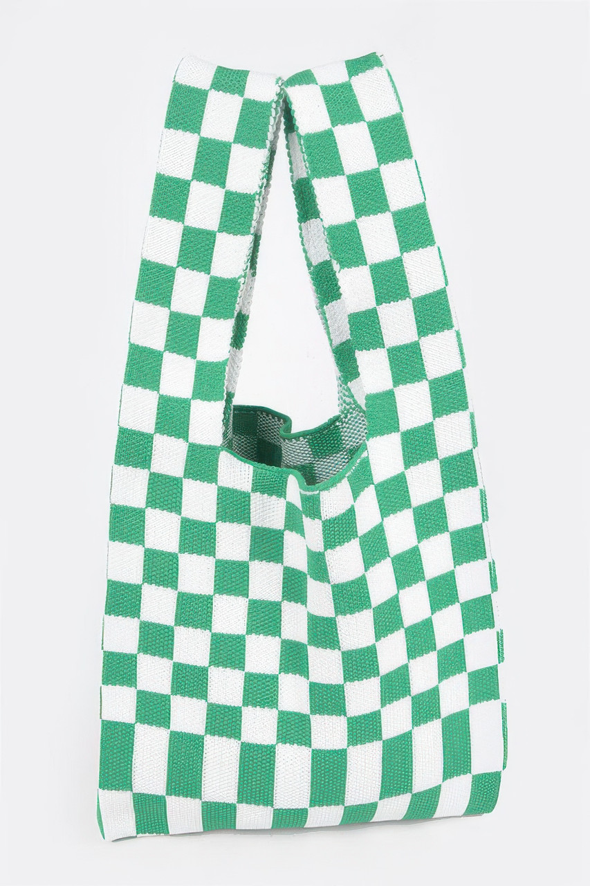 Checker Poly Woven Bag