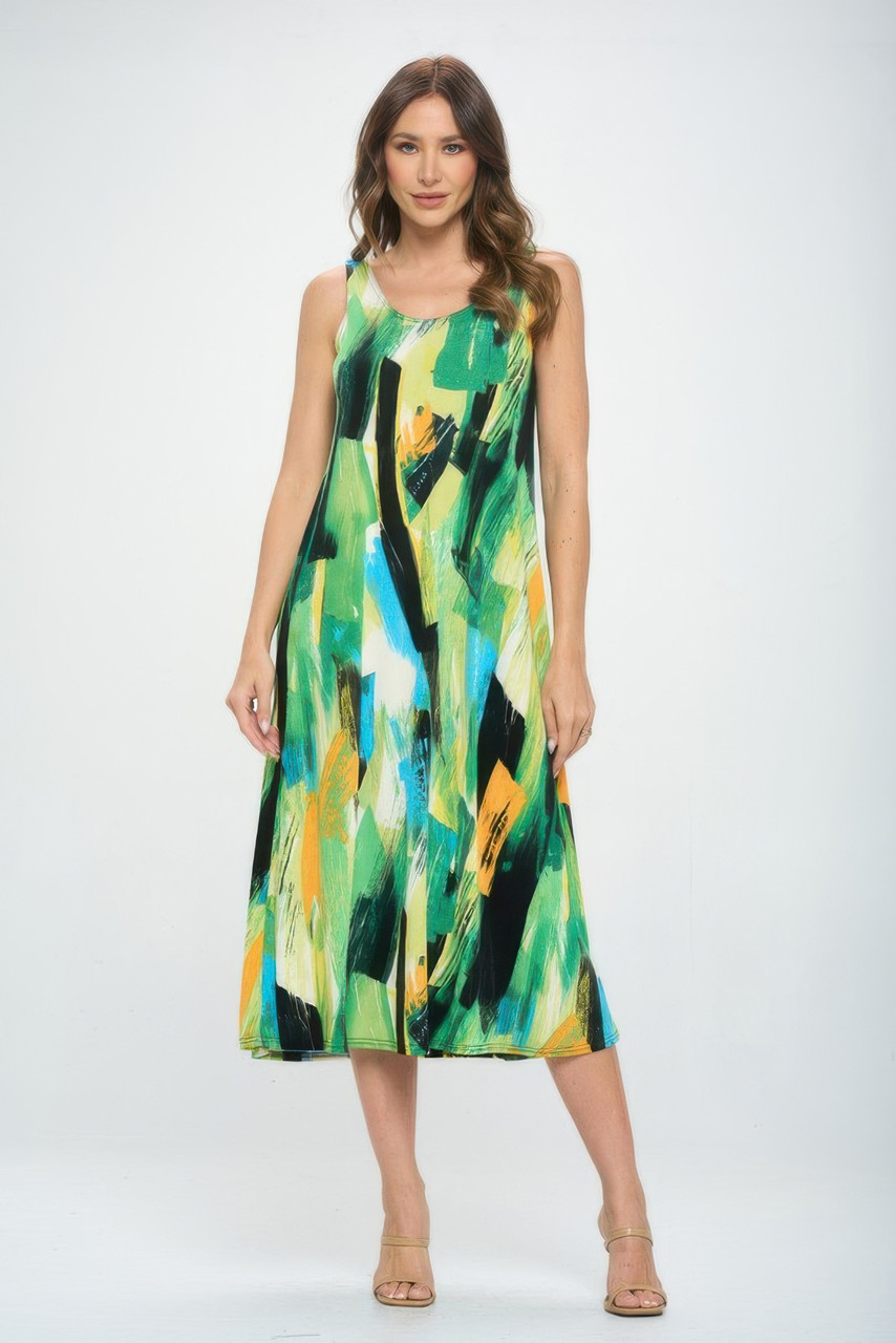 Bns Brush Stroke Print Tank Long Dress