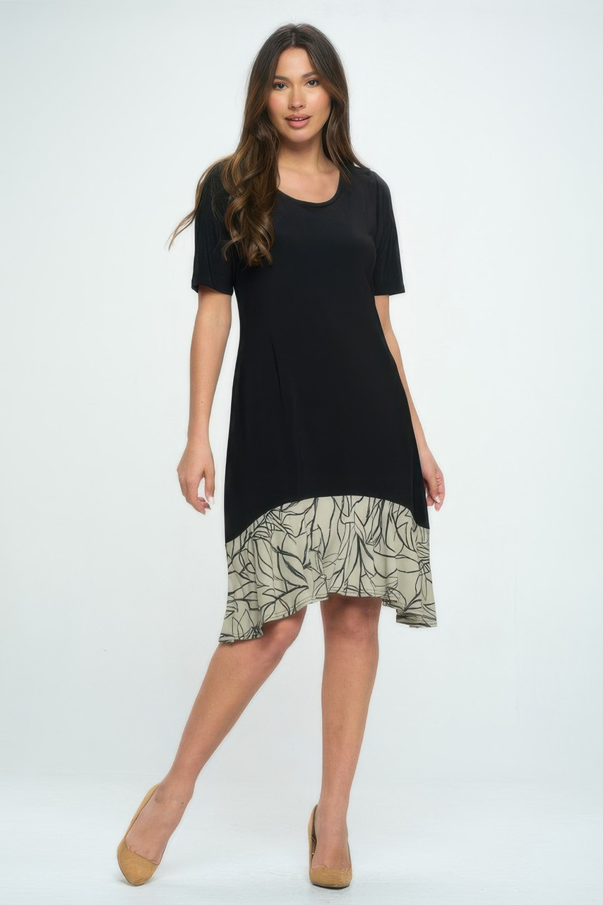 Hit Half Sleeve Contrast Dress