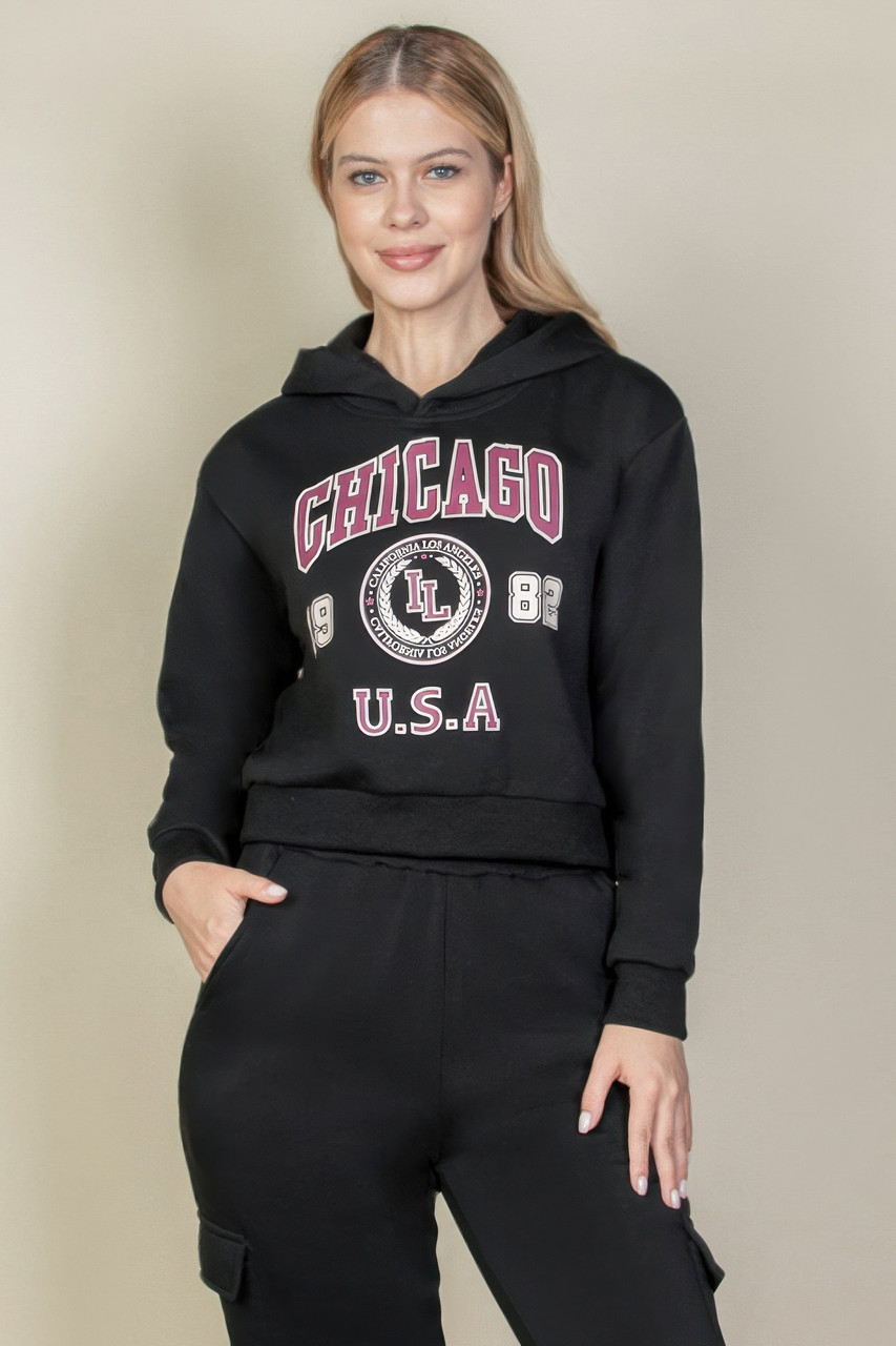 Graphic Drop Shoulder Pull Over Hoodie-45717