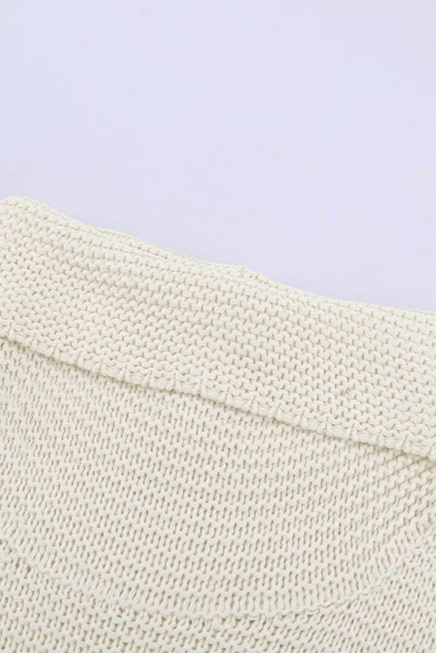 Apricot Turtleneck Splicing Chunky Knit Pullover Sweater