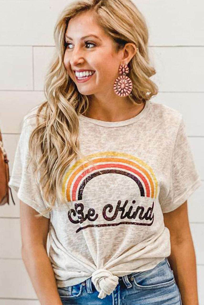 Rainbow Letter Print T-shirt