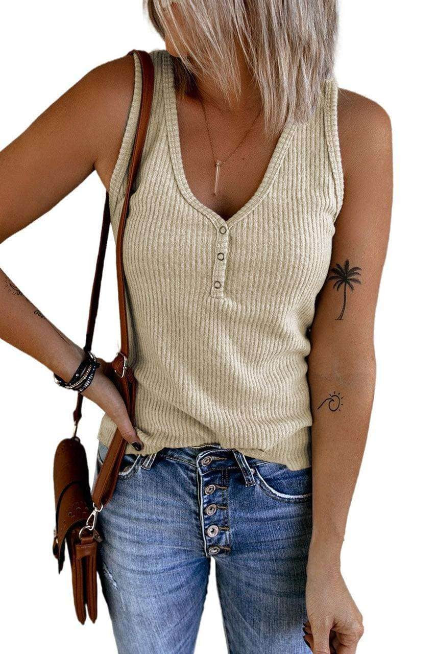 Khaki Ribbed Tank Top