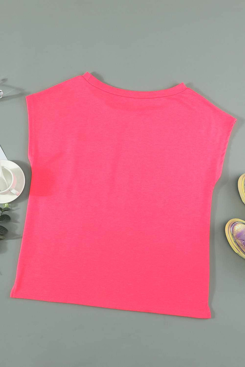 Rose Pocketed Tee with Side Slits