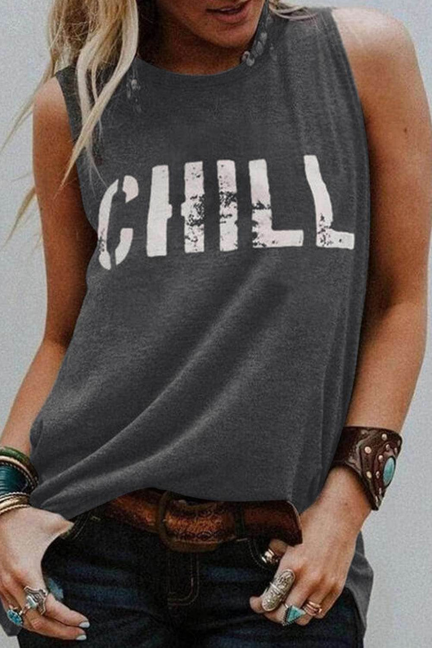 CHILL Graphic Print Tank Top