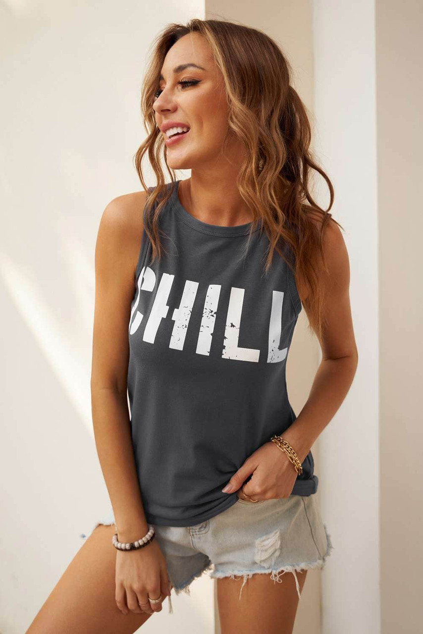 CHILL Graphic Print Tank Top