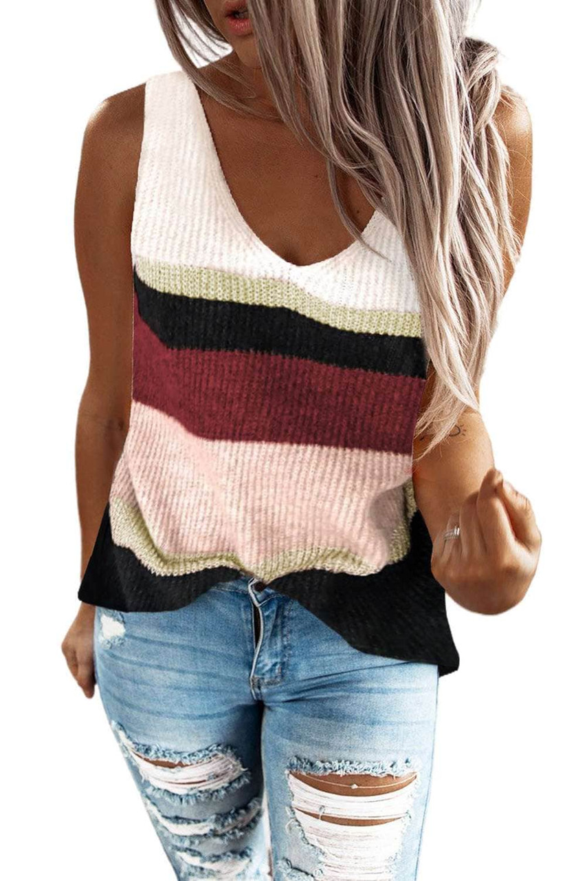 Color Block Knitted Sweater Vest