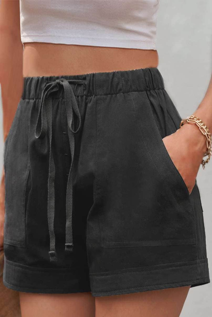 Black Strive Pocketed Tencel Shorts