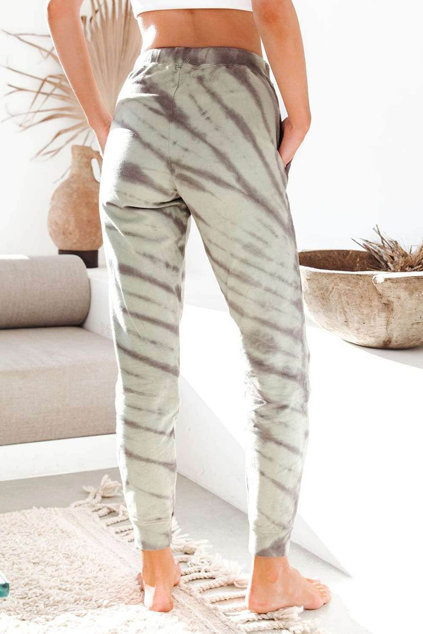 Green Pocketed Tie-dye Print Joggers