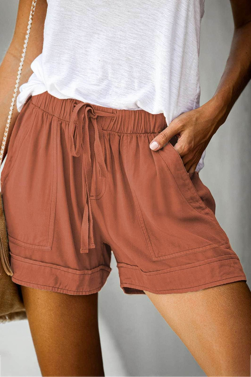 Orange Strive Pocketed Tencel Shorts