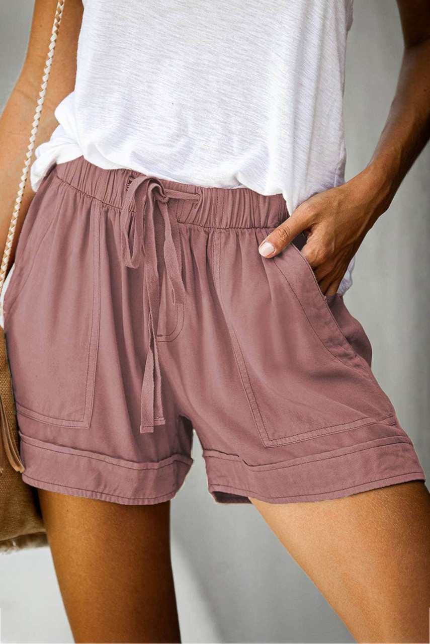 Pink Strive Pocketed Tencel Shorts