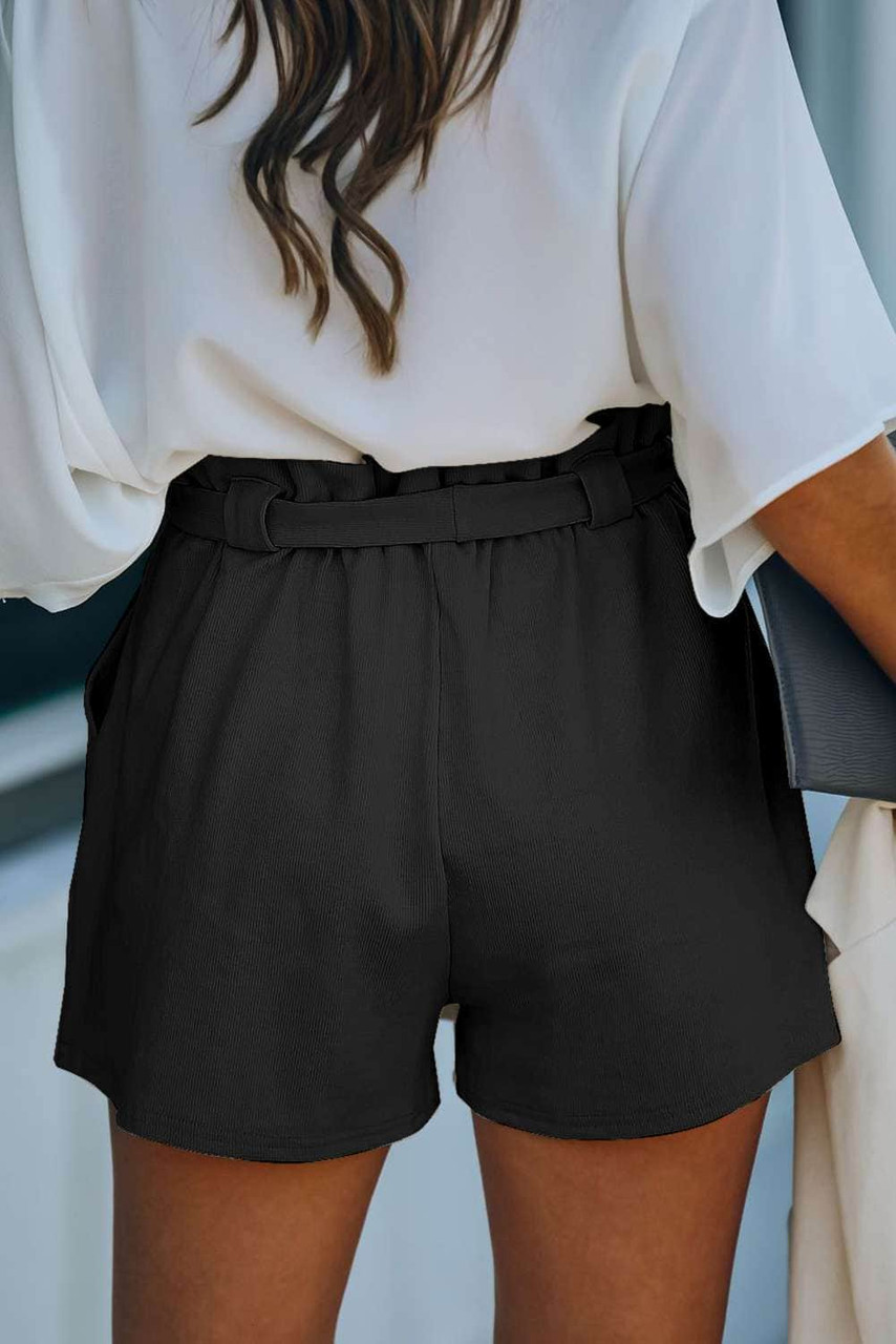 Black Cotton Blend Pocketed Knit Shorts Black Cotton Blend Pocketed Knit Shorts