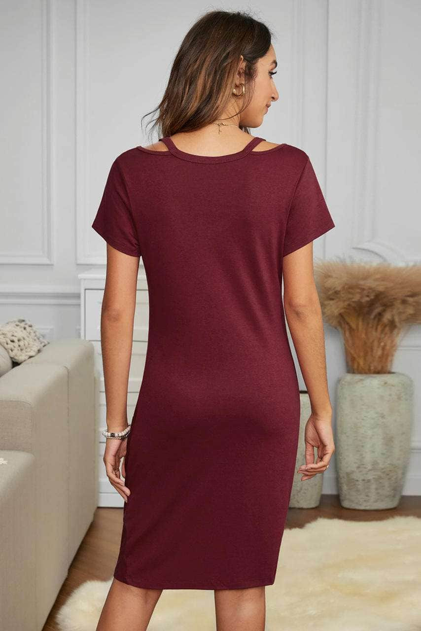 Wine Clear Skies Jersey Twist T-Shirt Dress